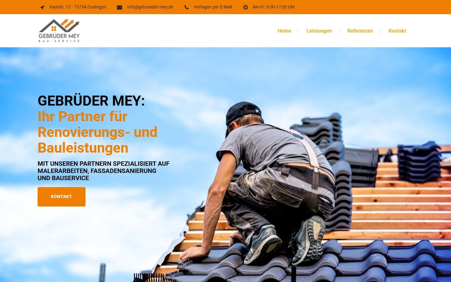 Startseite der Website von Gebrüder MEY