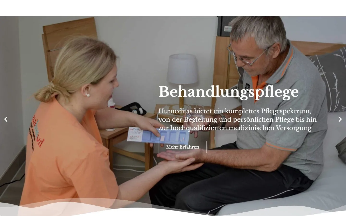 Startseite der Website von Humeditas