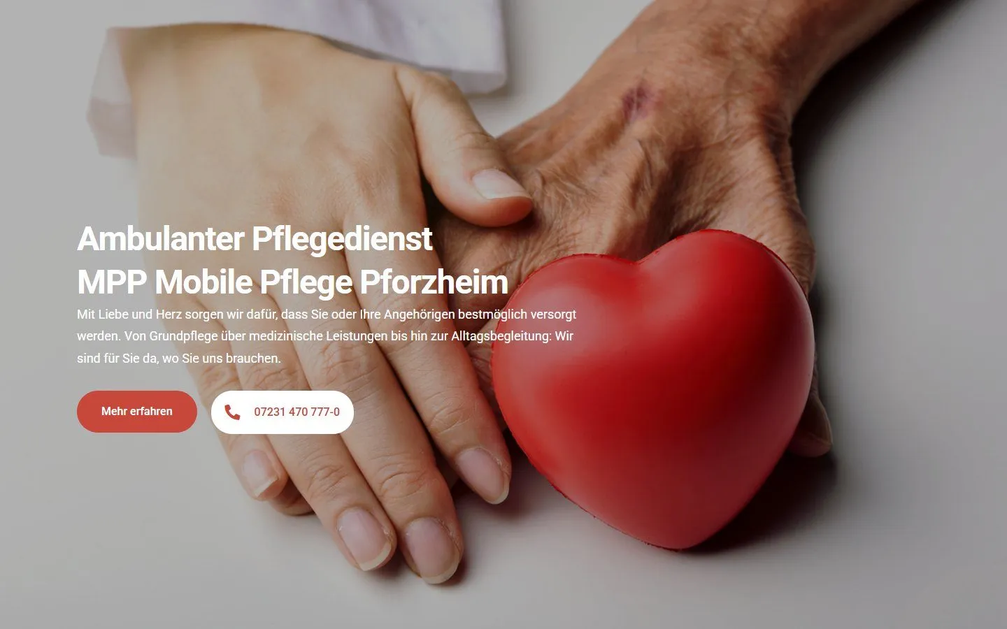 Startseite der Website von MPP Mobile Pflege Pforzheim